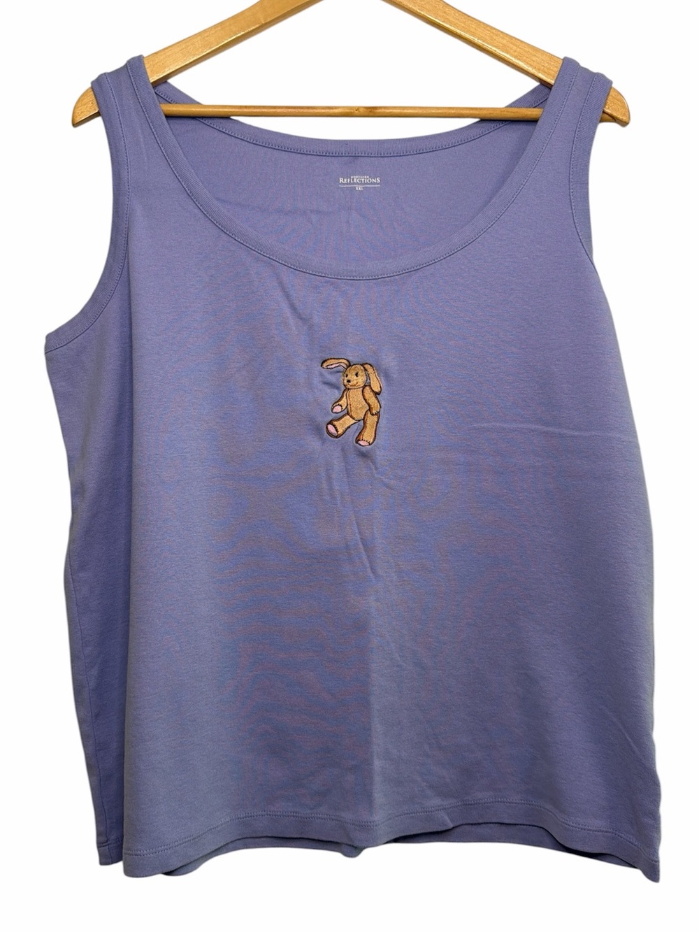 Northern Reflections Bunny Embroidered Tank Top XXL Blue Cotton